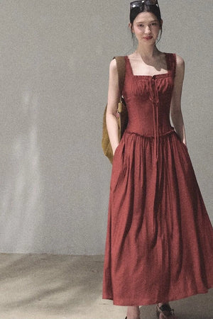 Sleeveless Ruffled Square Neck Dress