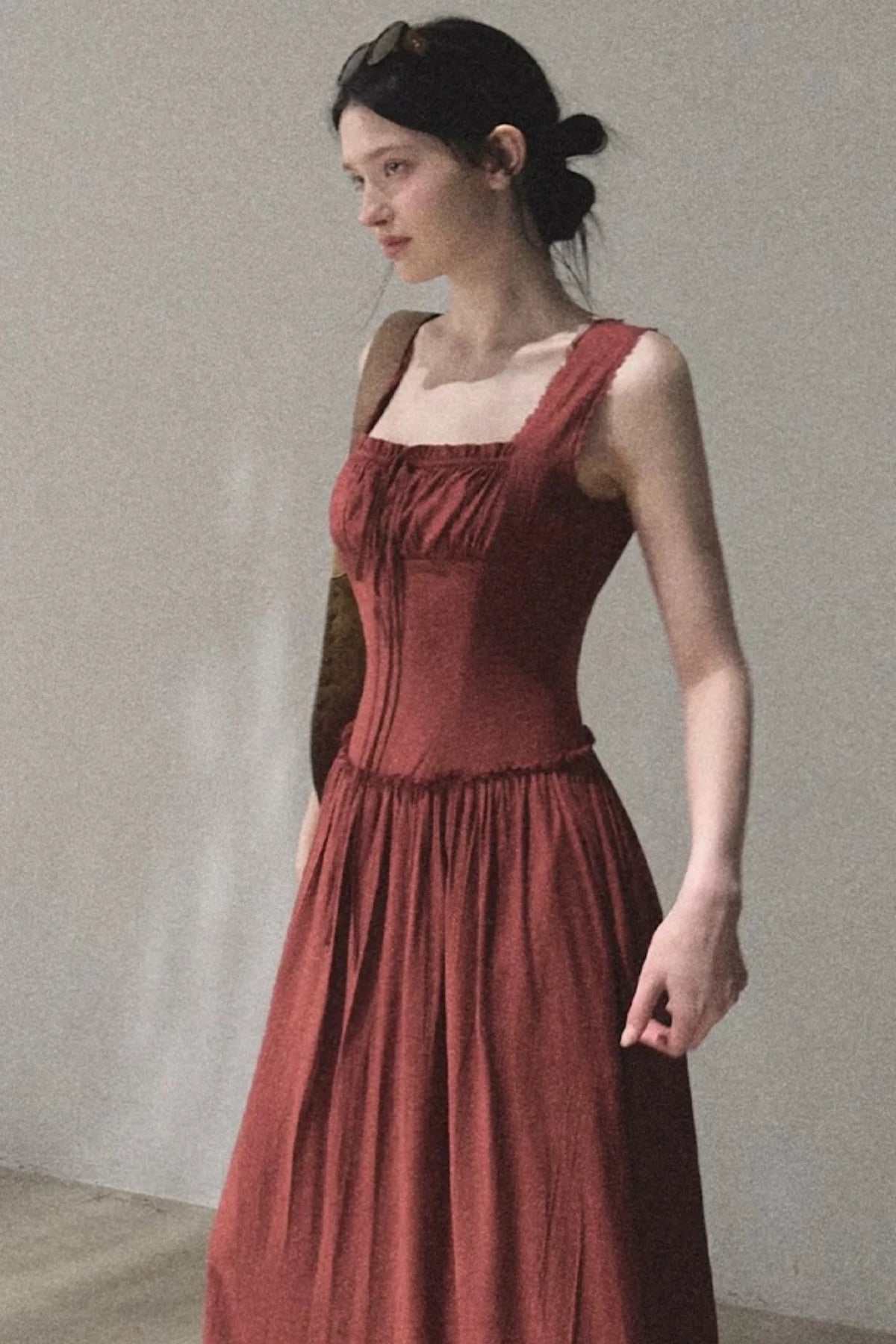 Sleeveless Ruffled Square Neck Dress
