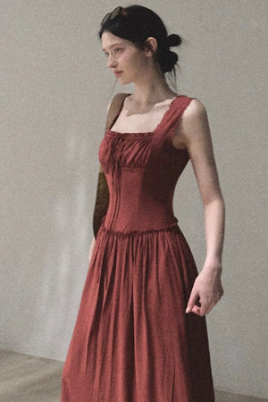 Sleeveless Ruffled Square Neck Dress