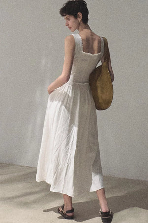 Sleeveless Ruffled Square Neck Dress