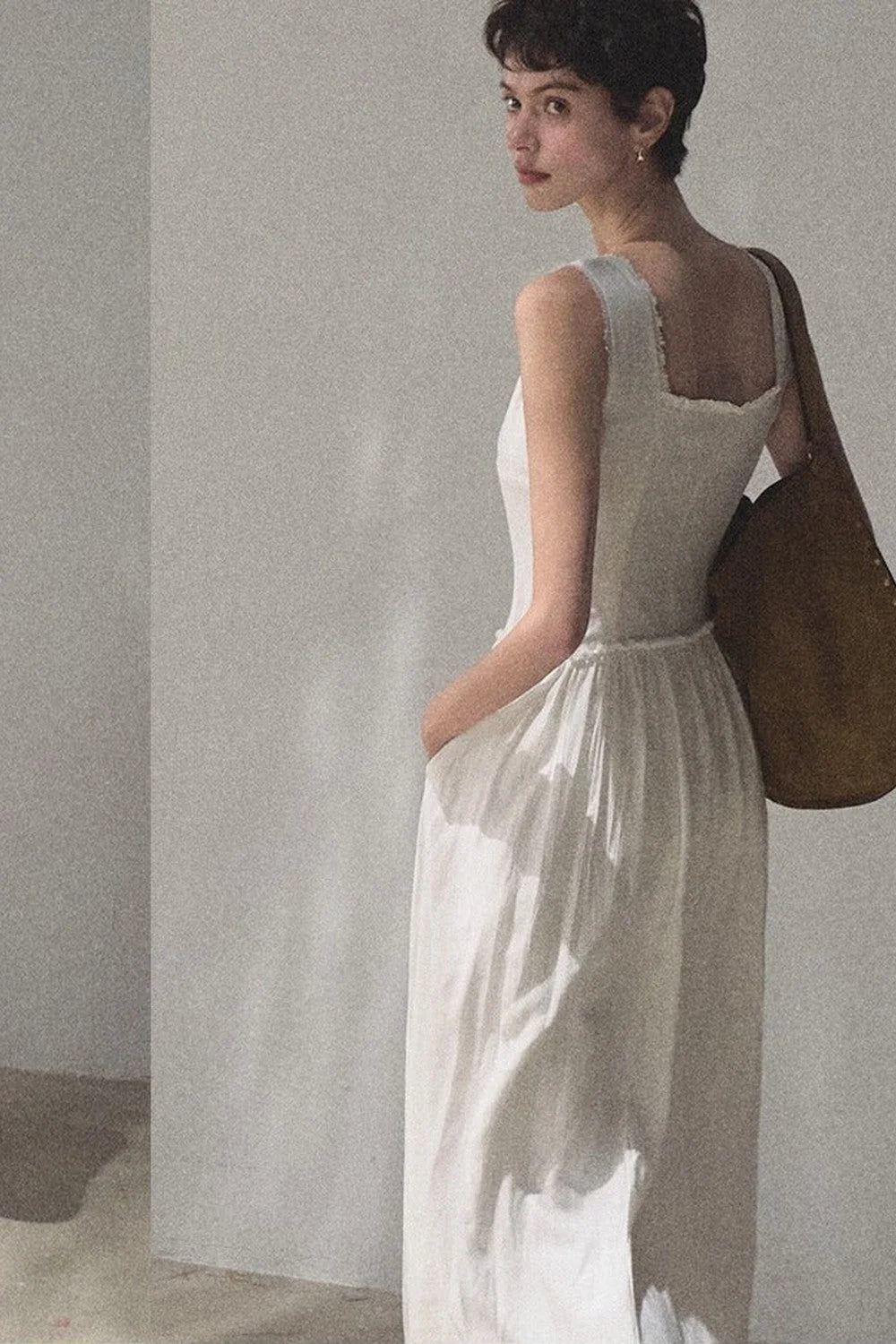 Sleeveless Ruffled Square Neck Dress
