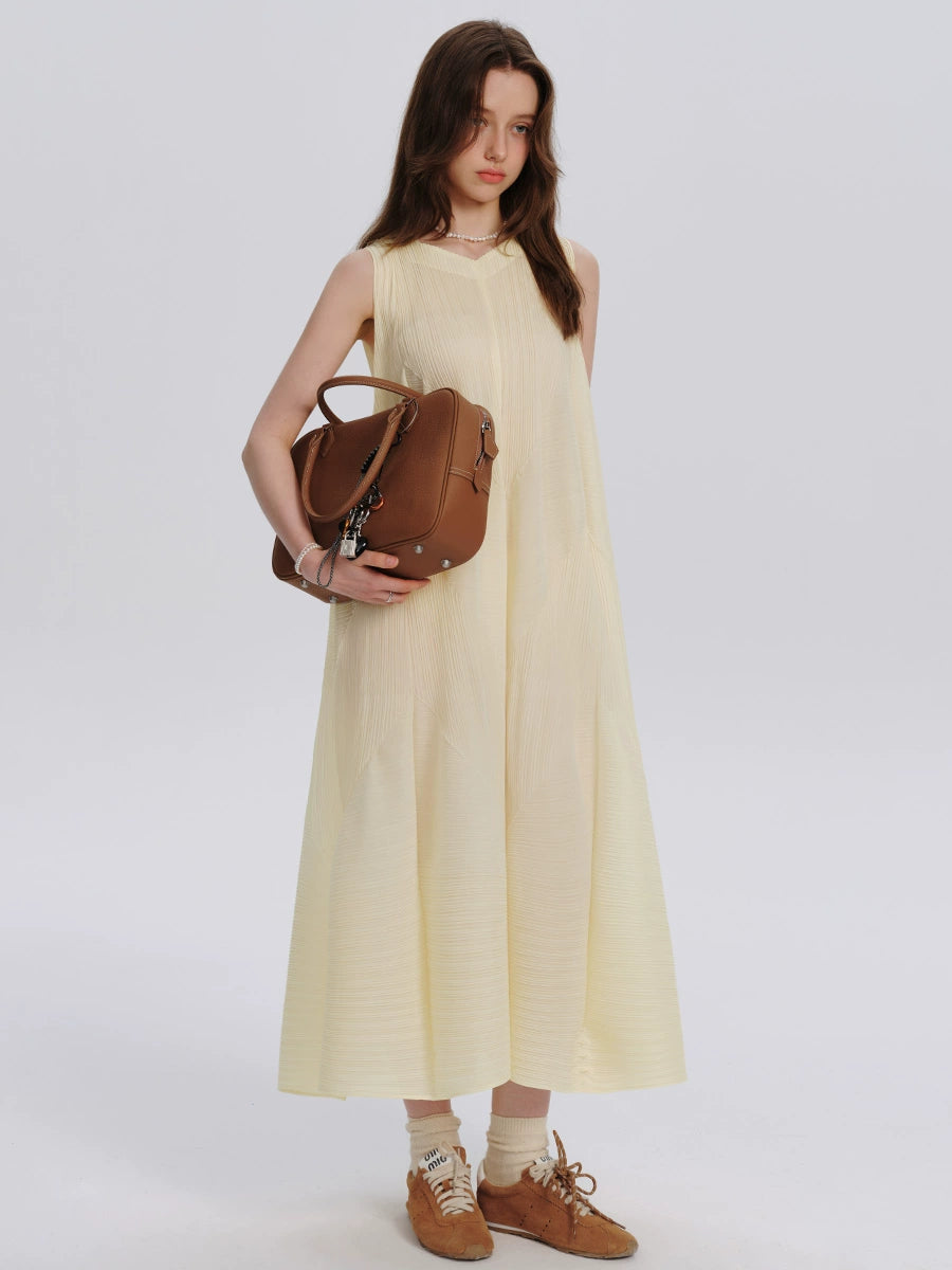 Sleeveless Textured Midi Vest Dress