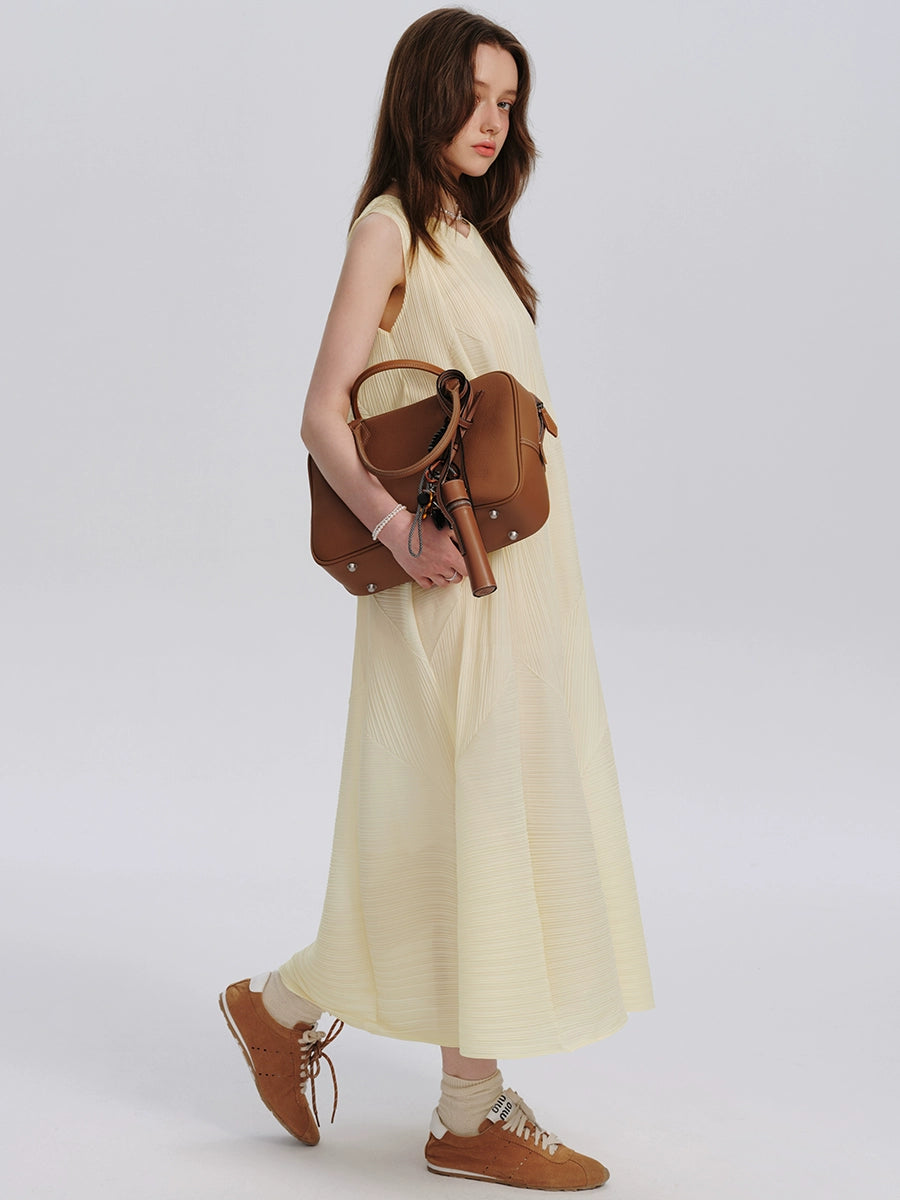 Sleeveless Textured Midi Vest Dress