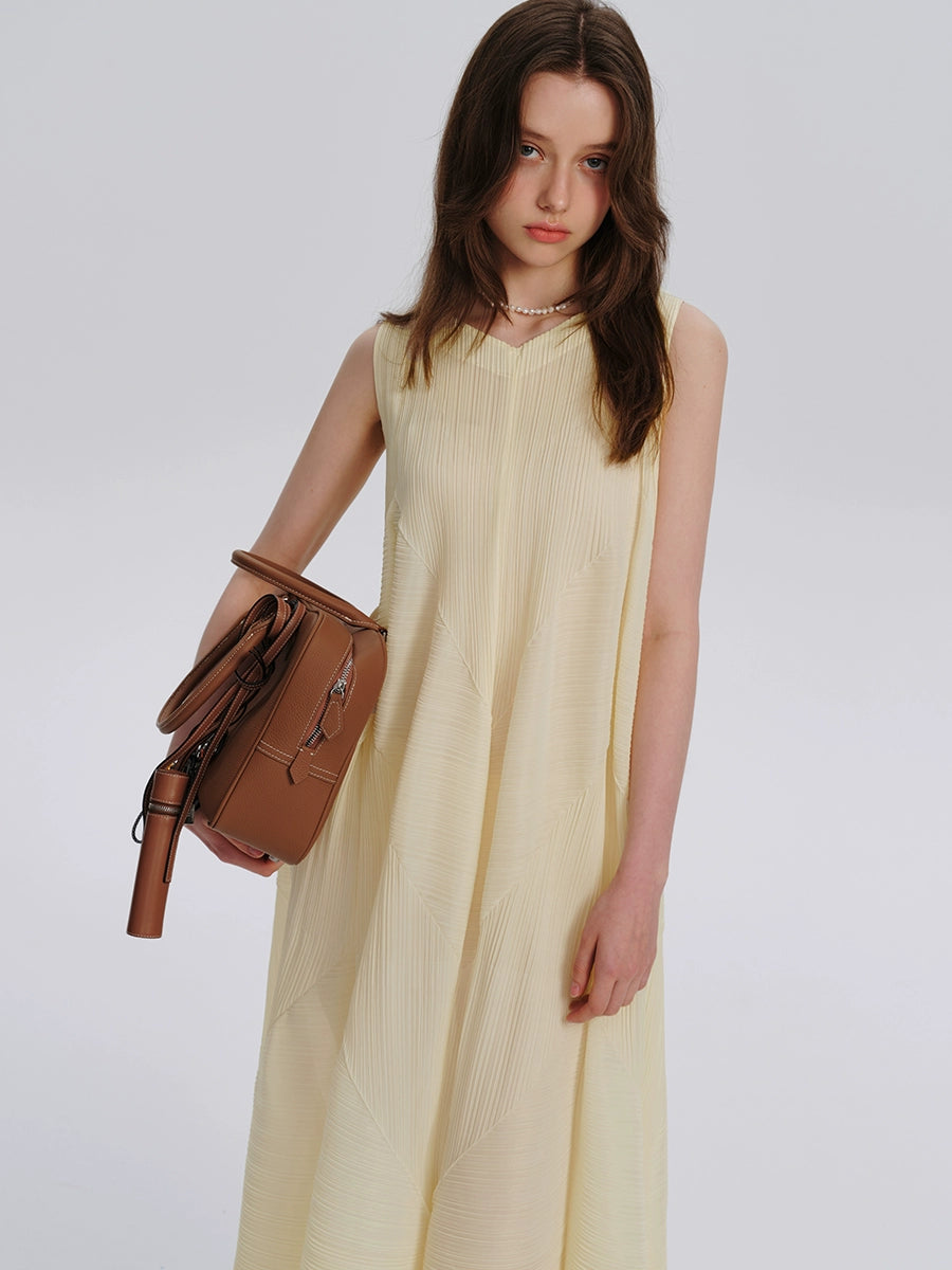 Sleeveless Textured Midi Vest Dress