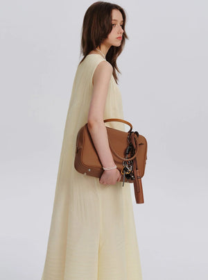 Sleeveless Textured Midi Vest Dress