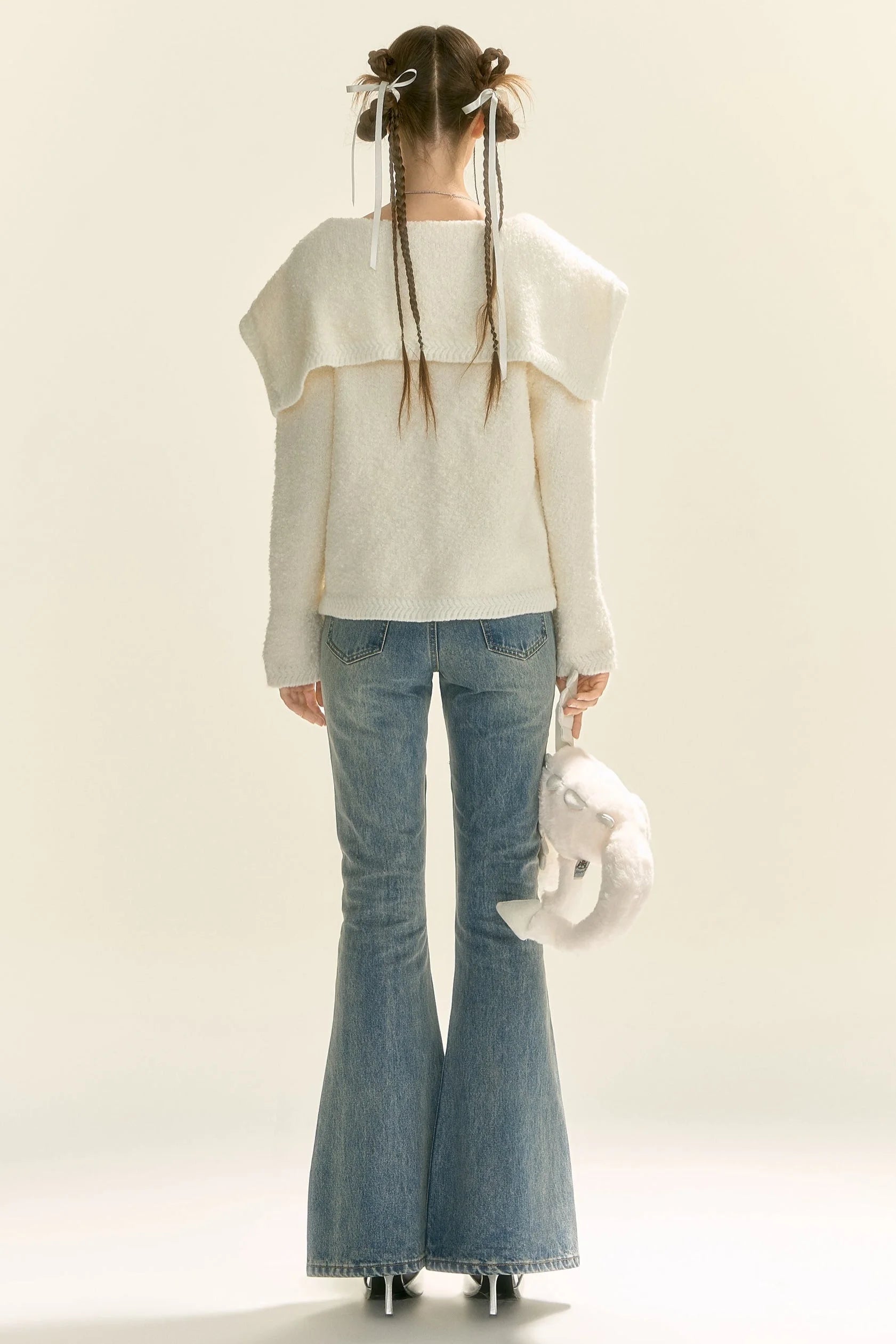 Slightly Flared Split Lace Jeans