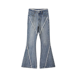 Slightly Flared Split Lace Jeans