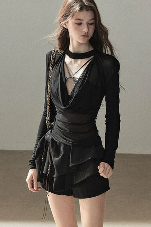 Slightly Sheer Long-Sleeve Top Set-Up