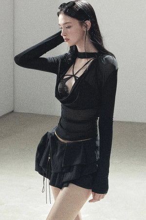 Slightly Sheer Long-Sleeve Top Set-Up