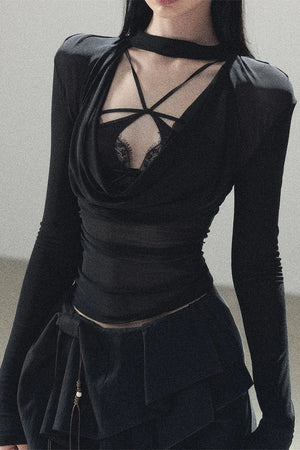 Slightly Sheer Long-Sleeve Top Set-Up