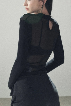 Slightly Sheer Long-Sleeve Top Set-Up