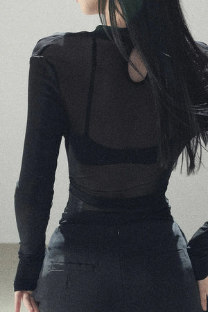 Slightly Sheer Long-Sleeve Top Set-Up