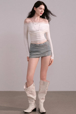Slim A-Line Denim Skirt