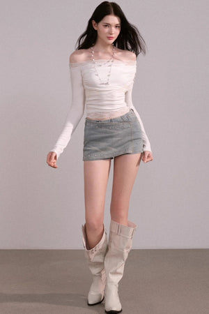 Slim A-Line Denim Skirt