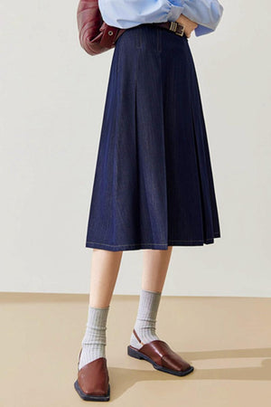 Slim A-Line Retro Denim Skirt