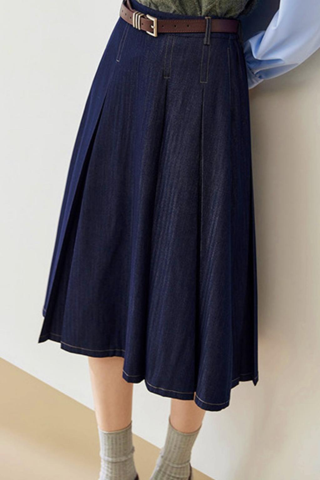 Slim A-Line Retro Denim Skirt