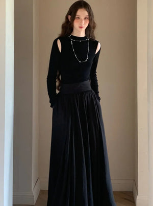 Slim Black French Knit Top