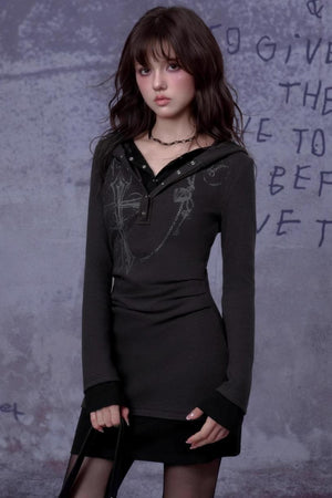 Slim Cross Hoodie Dress