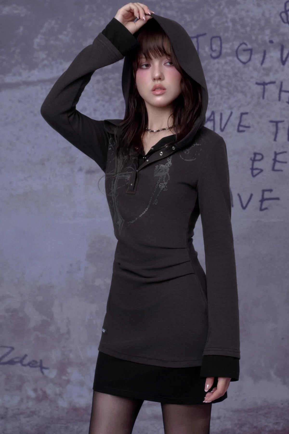 Slim Cross Hoodie Dress