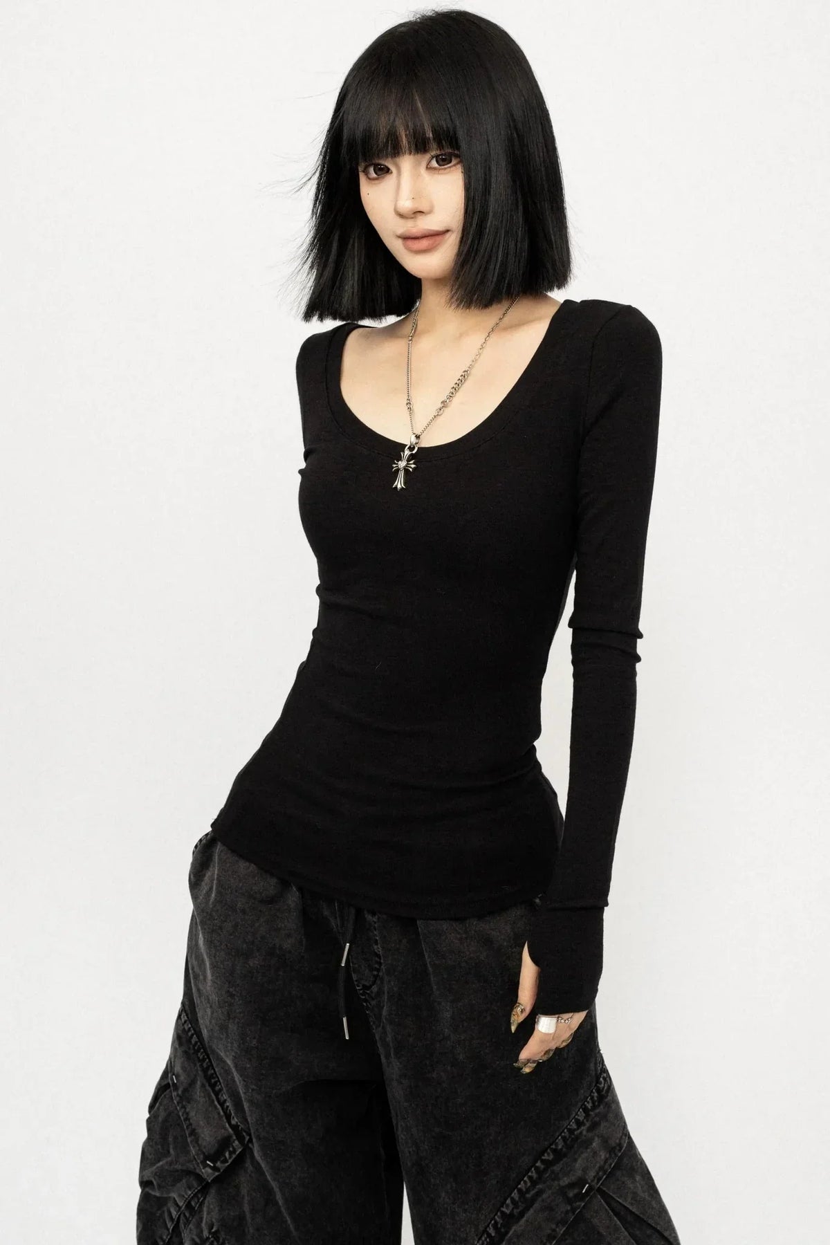Slim-Fit Black Top