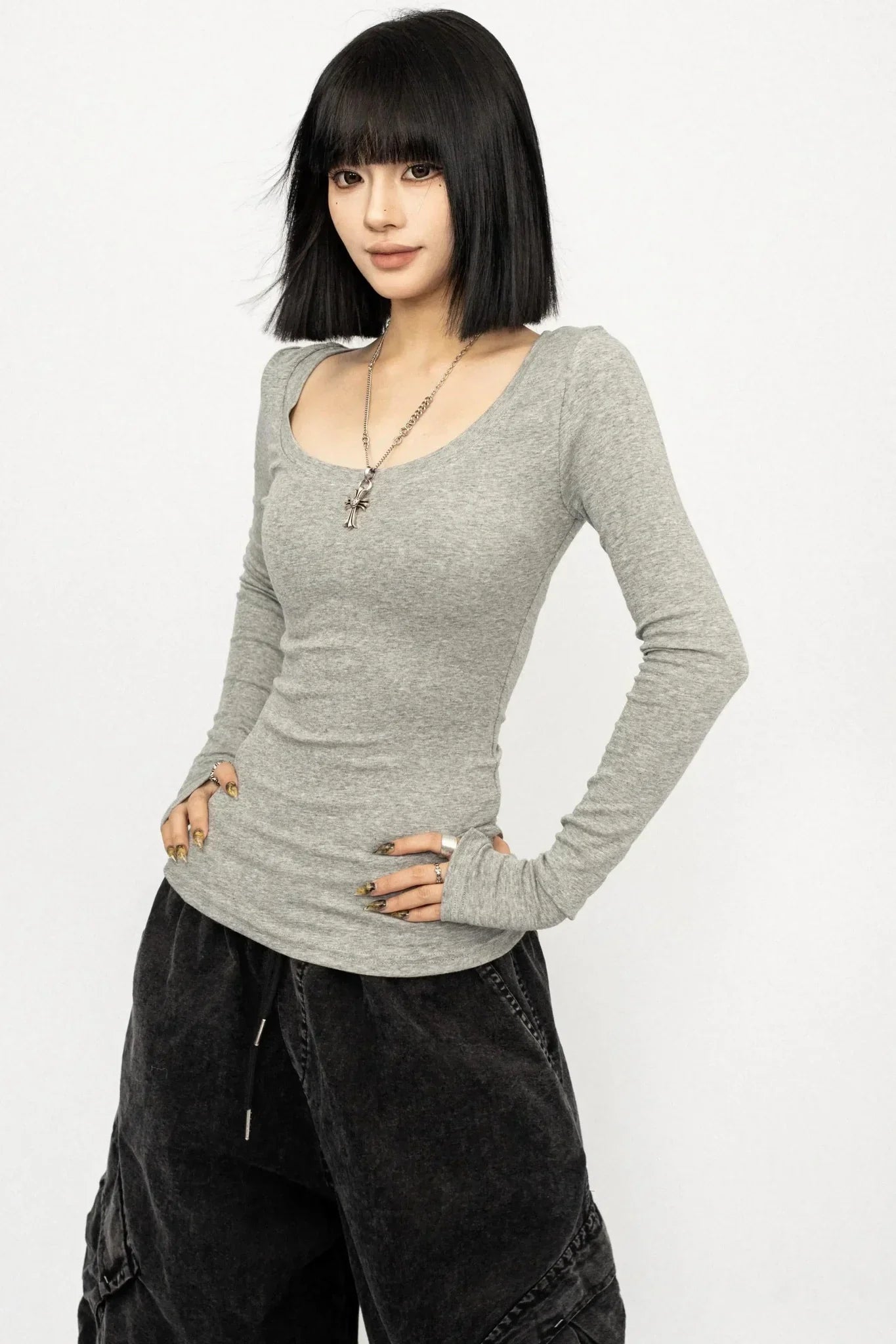 Slim-Fit Black Top