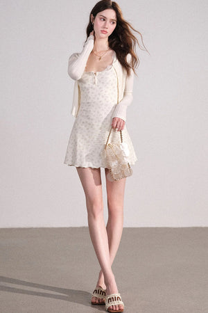 Slim Fit Cardigan and Tank Dress Set-Up