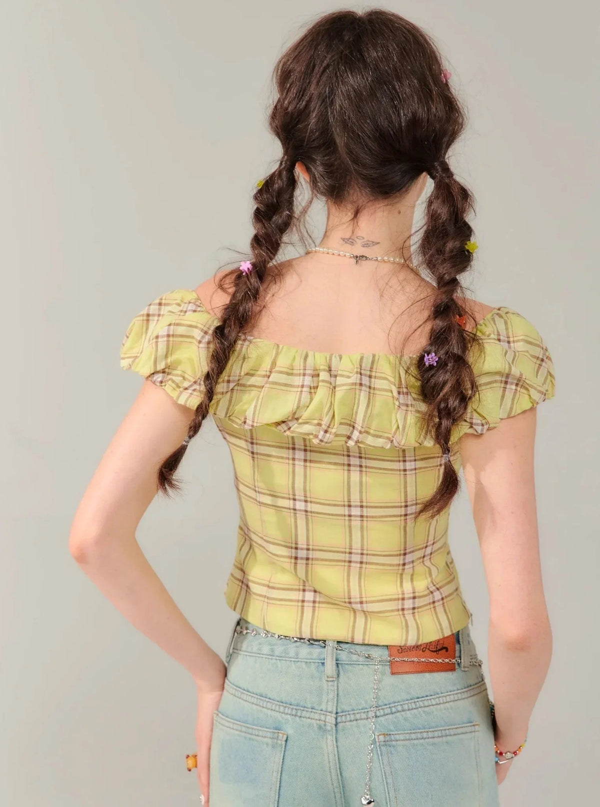 Slim Fit Check Plaid T-Shirt