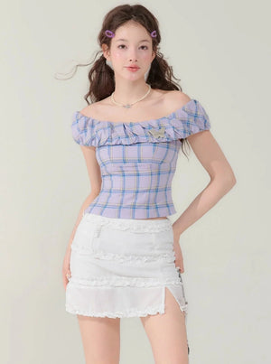 Slim Fit Check Plaid T-Shirt