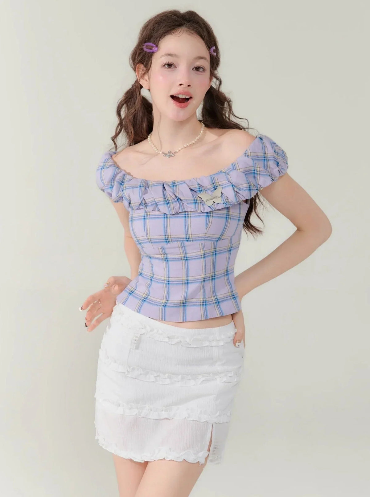 Slim Fit Check Plaid T-Shirt