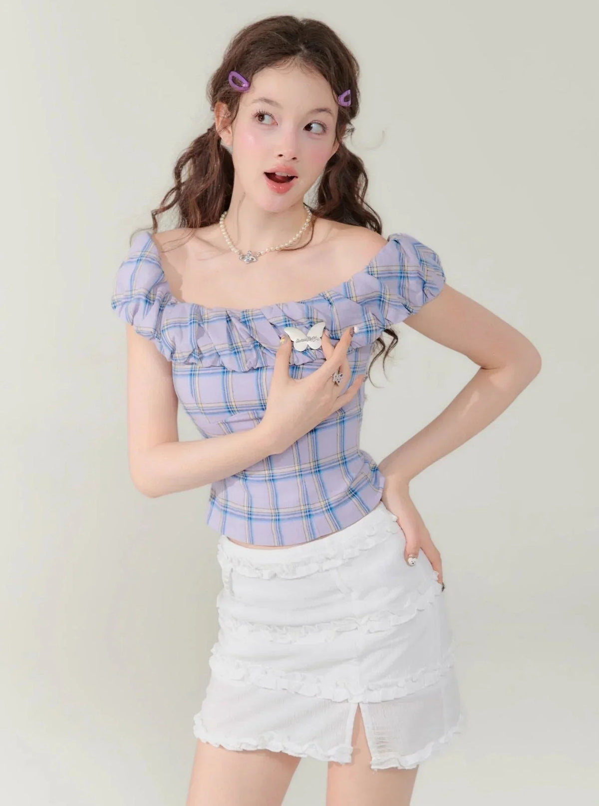 Slim Fit Check Plaid T-Shirt