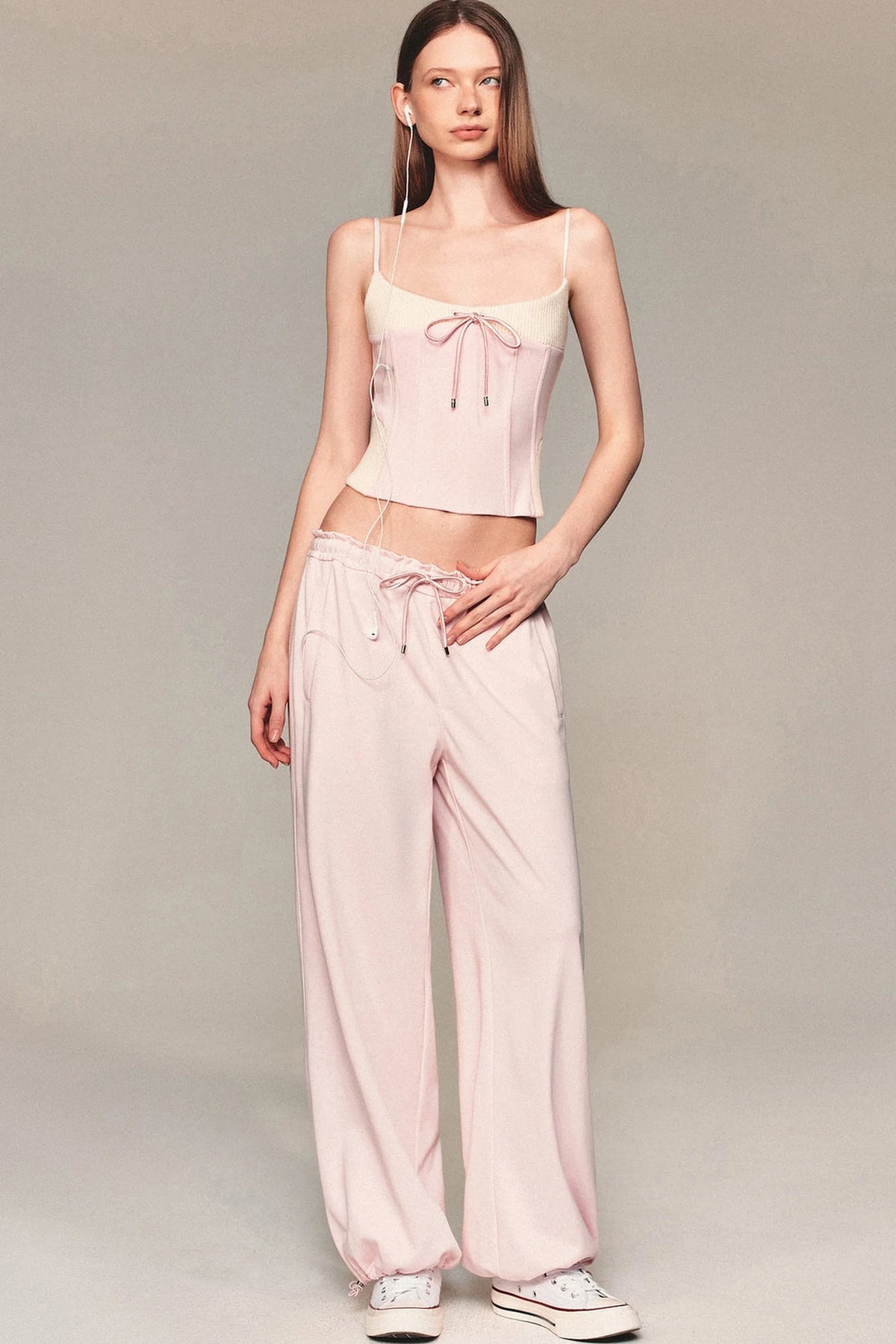 Slim-Fit Color-Block Camisole and Pants Set-Up