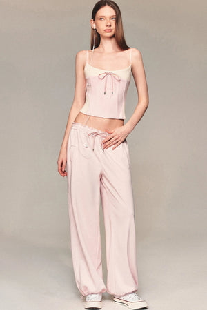 Slim-Fit Color-Block Camisole and Pants Set-Up