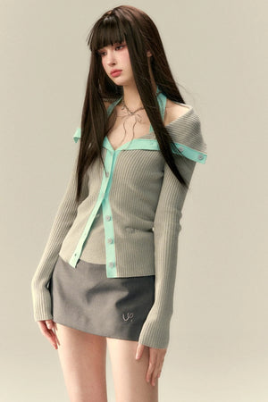Slim-Fit Contrast Knit Tank Top
