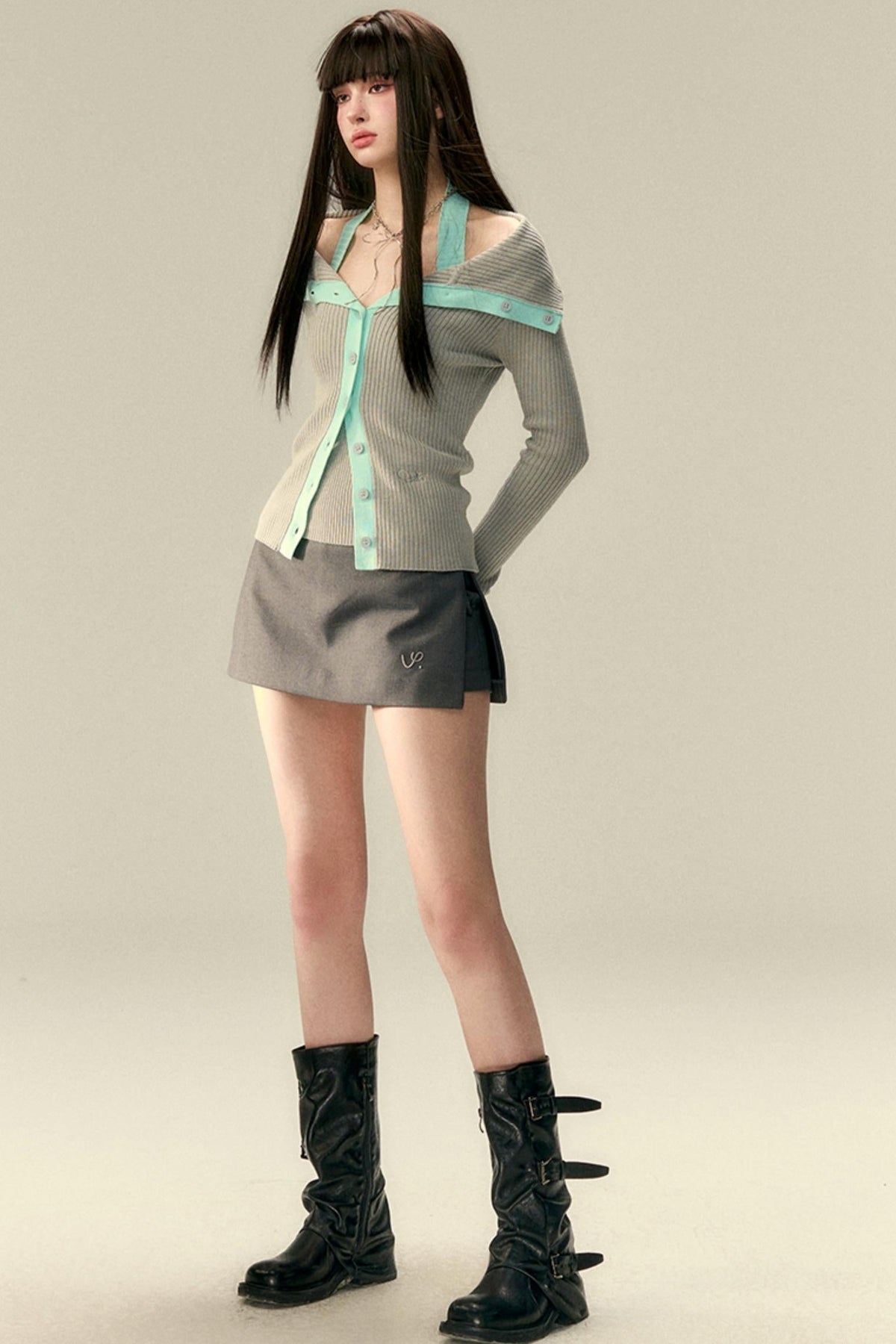 Slim-Fit Contrast Knit Tank Top