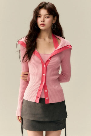 Slim-Fit Contrast Knit Tank Top