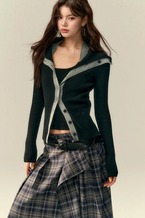 Slim-Fit Contrast Knit Tank Top