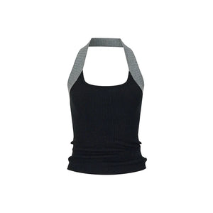 Slim-Fit Contrast Knit Tank Top