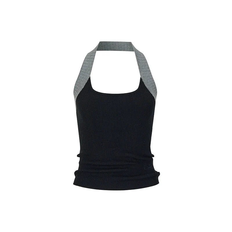 Slim-Fit Contrast Knit Tank Top