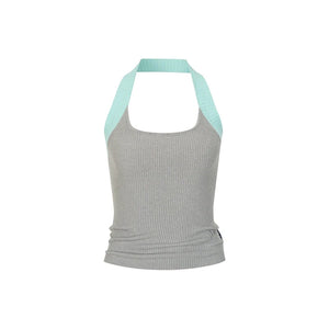Slim-Fit Contrast Knit Tank Top