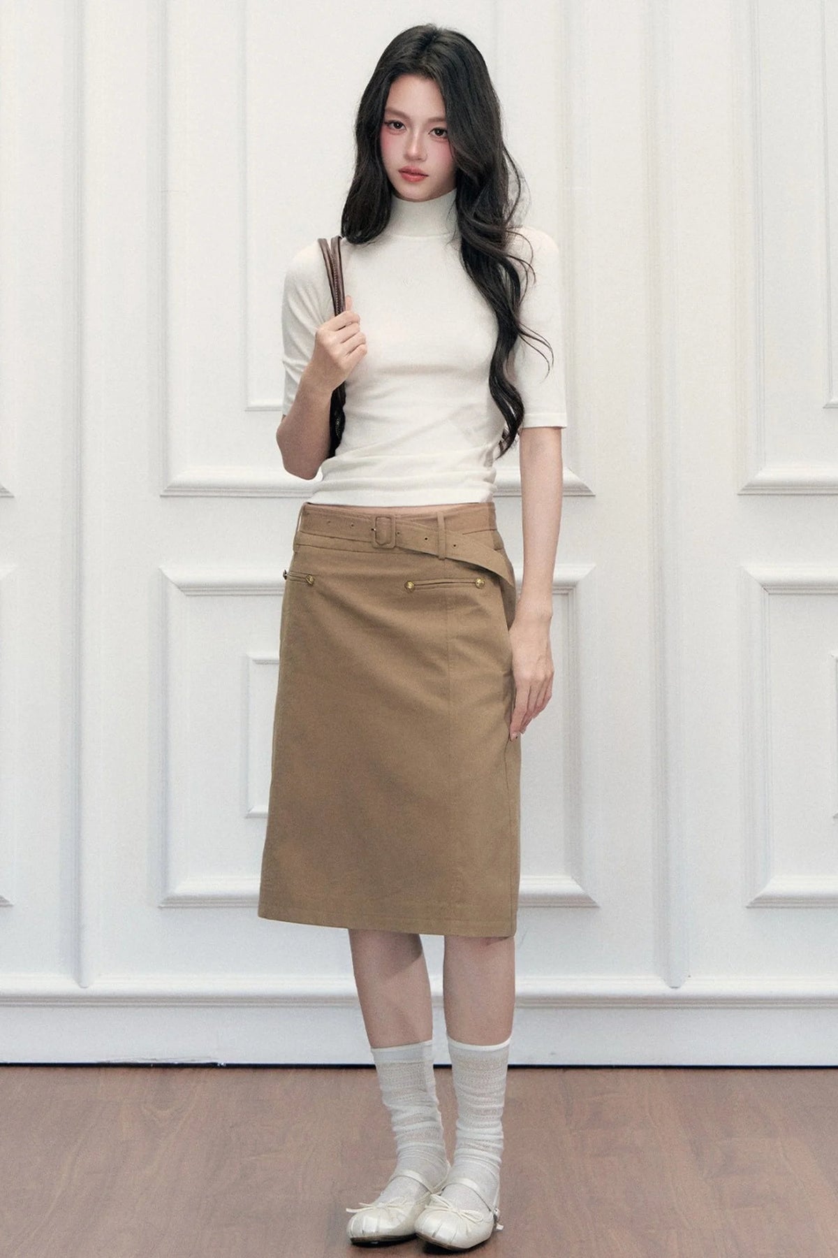 Slim-Fit Half-High Collar Knit Base Top