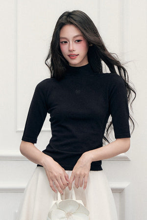 Slim-Fit Half-High Collar Knit Base Top