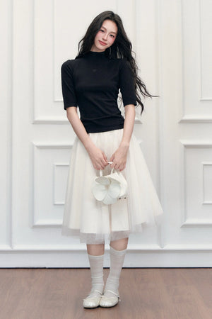 Slim-Fit Half-High Collar Knit Base Top