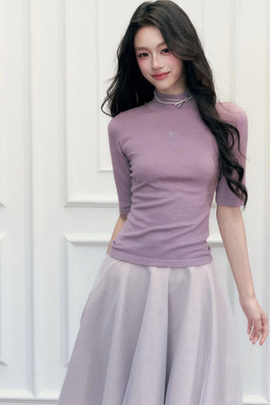 Slim-Fit Half-High Collar Knit Base Top