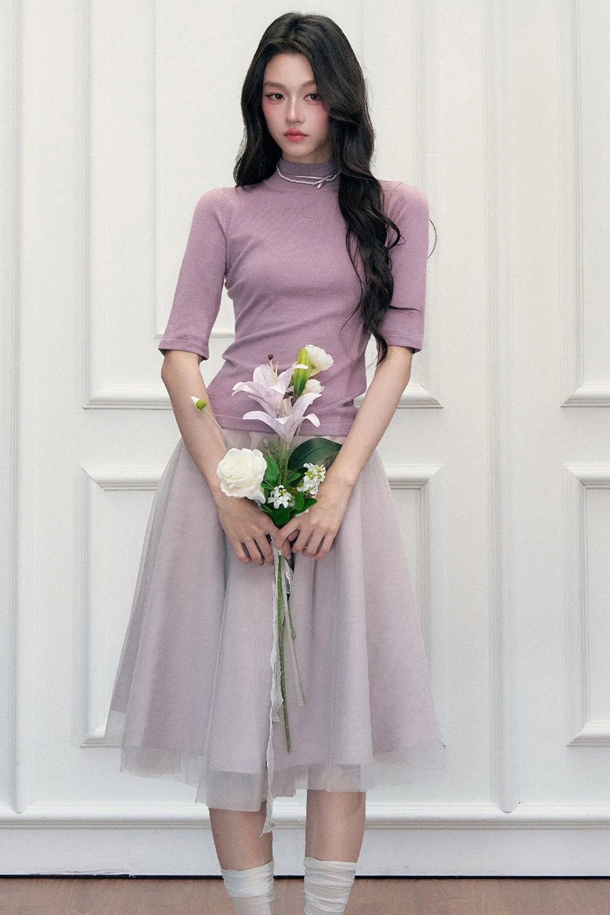 Slim-Fit Half-High Collar Knit Base Top