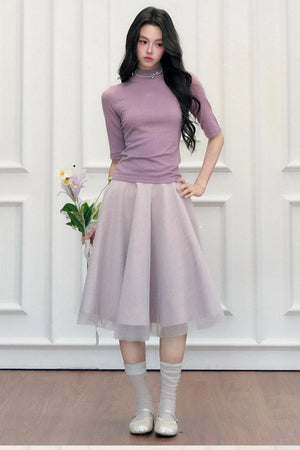 Slim-Fit Half-High Collar Knit Base Top