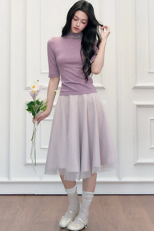 Slim-Fit Half-High Collar Knit Base Top