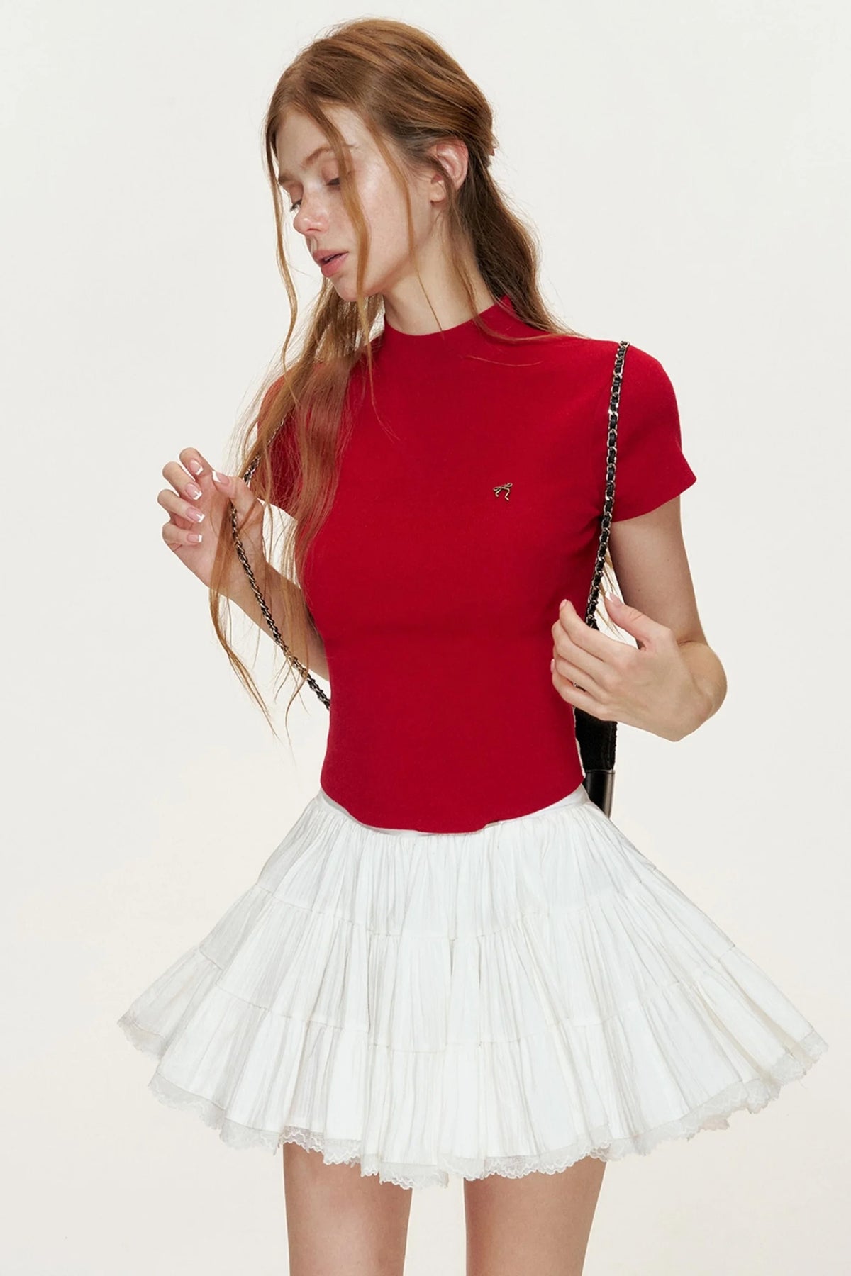 Slim-Fit Knitted Short-Sleeved T-Shirt