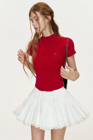 Slim-Fit Knitted Short-Sleeved T-Shirt