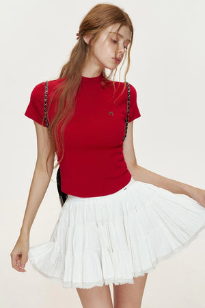 Slim-Fit Knitted Short-Sleeved T-Shirt