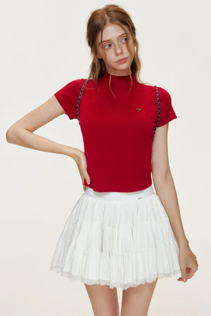 Slim-Fit Knitted Short-Sleeved T-Shirt